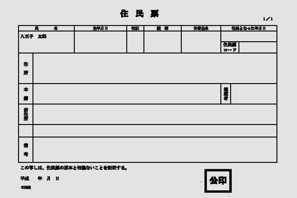住民票の写し